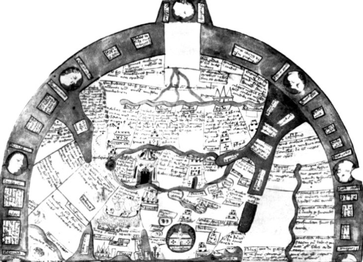 Weltkarte des Ranulf Higden 
im Polychronicon (vor 1363) London, British Library